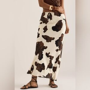 Anthropologie Cow Print Maxi Skirt